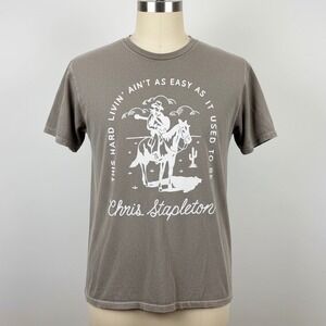 Chris Stapleton This Hard Livin' Ain't Easy T Shirt‎ Mens Large Tan Mineral Wash